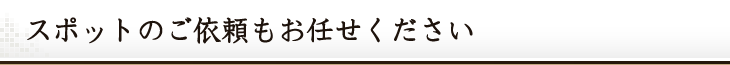 スポットのご依頼もお任せください